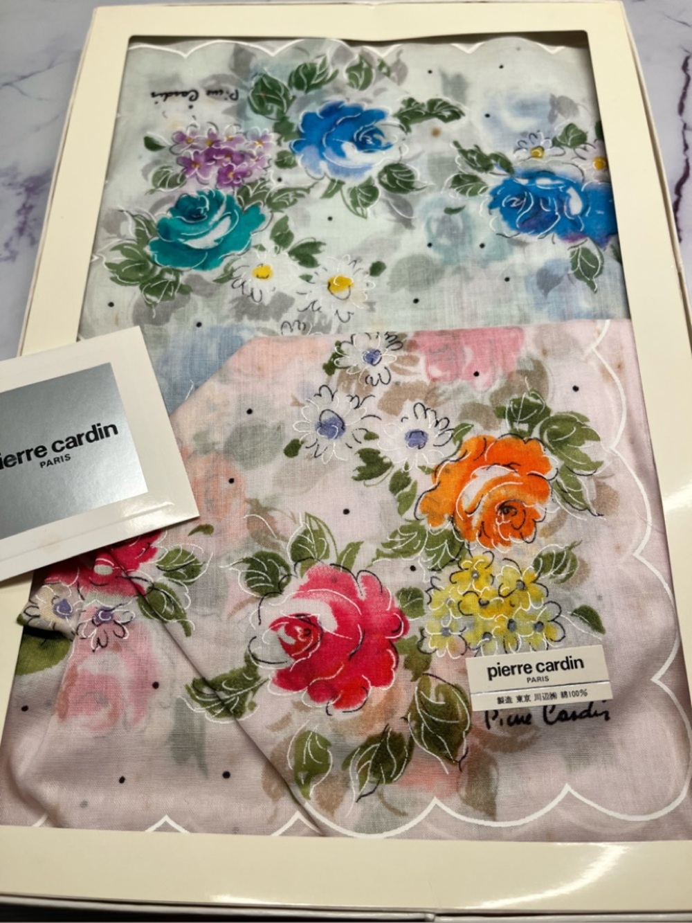Set of two Pierre Cardin Paris Pure Cotton handkerchiefs